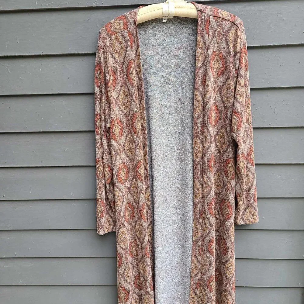 Maurices Brown Rust Tan Open Front Midi Sweater size XL BOHO
